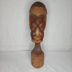 Vintage Solid Hand Carved Wood 16 1/2" Head Idol Statue African Home Decor